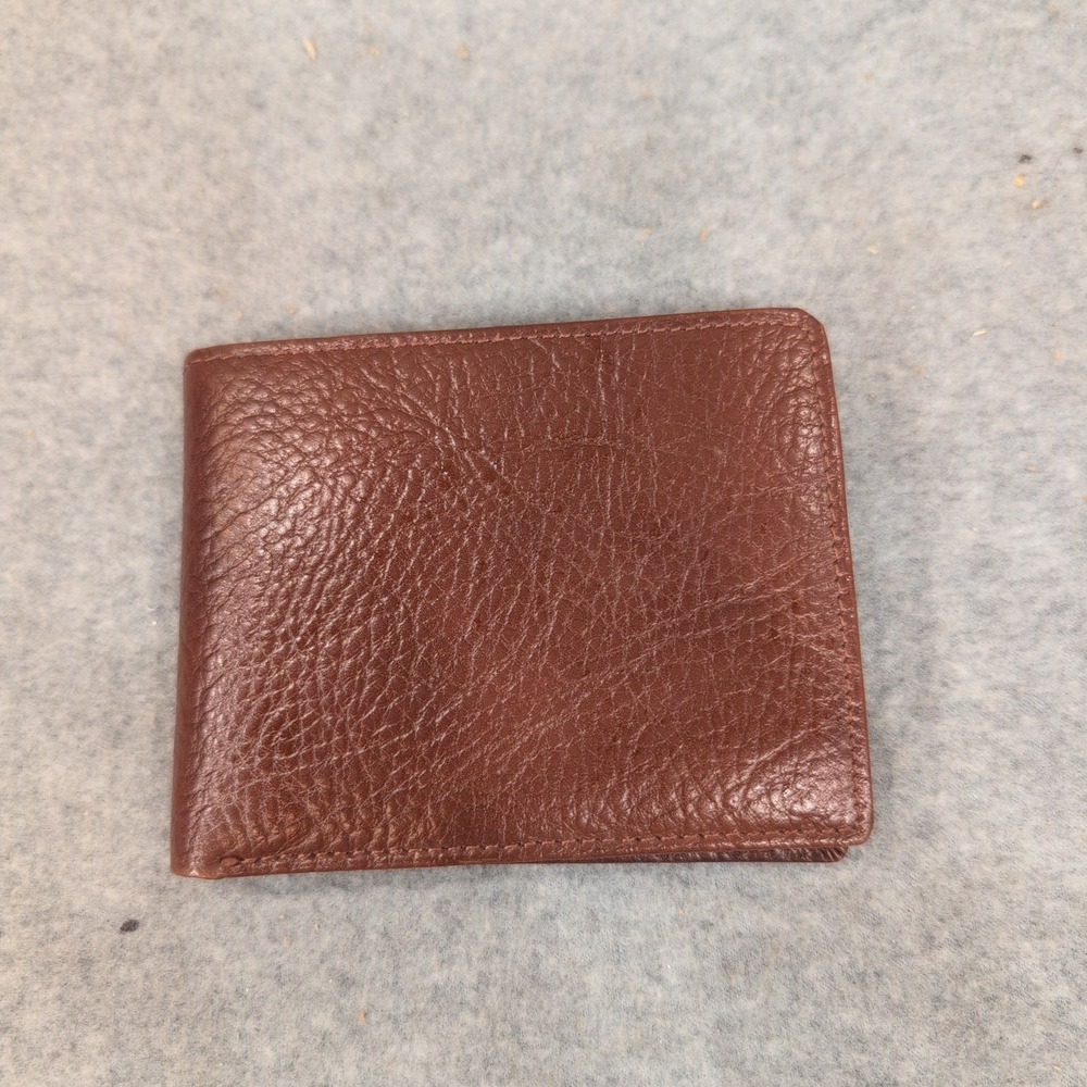 Mens Brown Genuine Leather Bifold Wallet with Removable Photo ID Insert